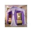 4-Stand Bed Canopy with Lace Top and White Curtains - 2