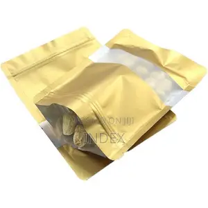 50Pcs Ziplock Airtight Stand Up Pouches - Gold