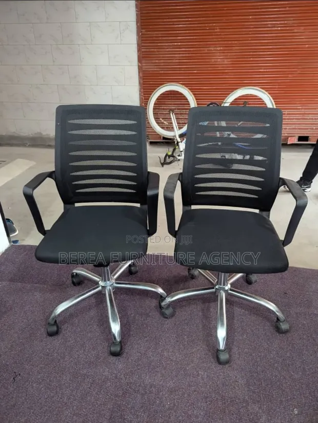 Mesh Mid-Back Adjustable Office Chairs (Used, 2 pcs) - 1