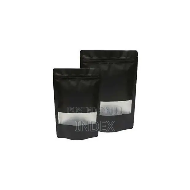 50 Pcs Black Food Grade Ziplock Stand Up Pouches - 1