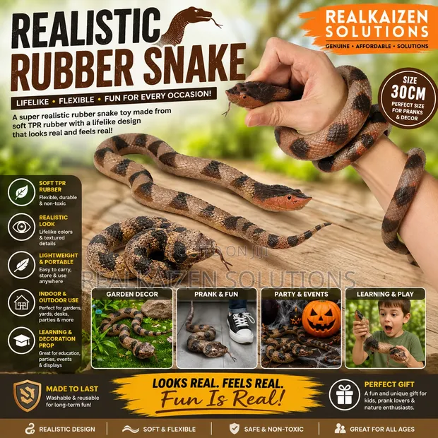 Realistic Rubber Rattlesnake Toy - 30cm - 1