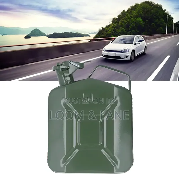 5-Liter Green Metal Jerrycan for Fuel Storage - 1