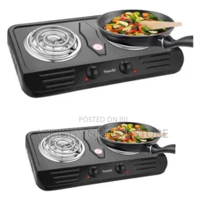 Saachi Double Burner Hot Plate with Thermostat Control - Black