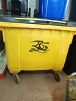 Heavy-Duty Yellow Plastic Wheelie Bin - 660L - 1