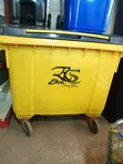 Heavy-Duty Yellow Plastic Wheelie Bin - 660L - 2