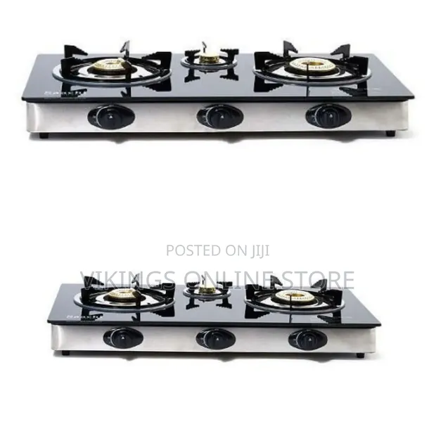 3-Burner Gas Stove with Tempered Glass Top - Stainless Steel - 1
