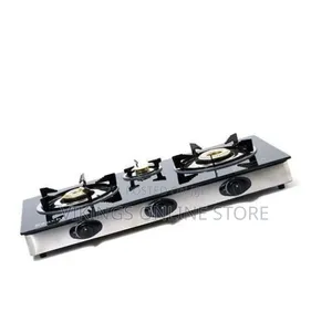 3-Burner Gas Stove with Tempered Glass Top - Stainless Steel
