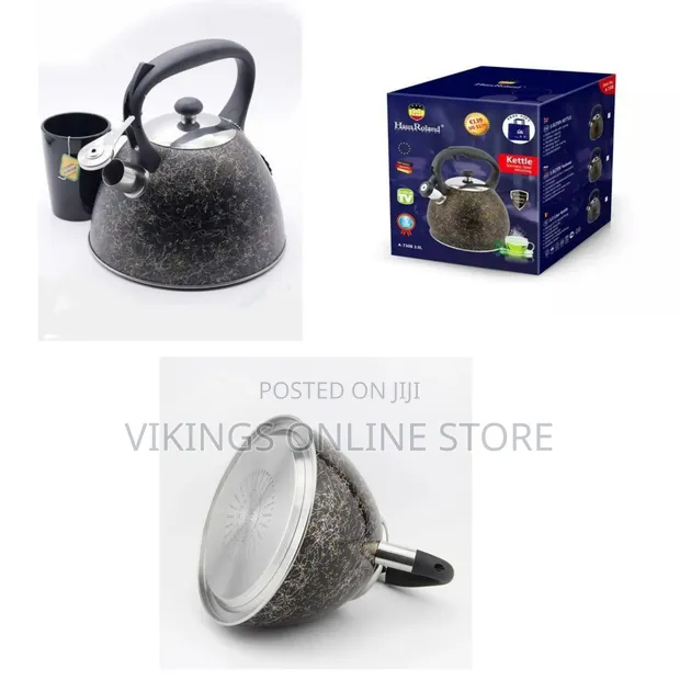 Whistling Tea Kettle - Black and White Marble Pattern - 1