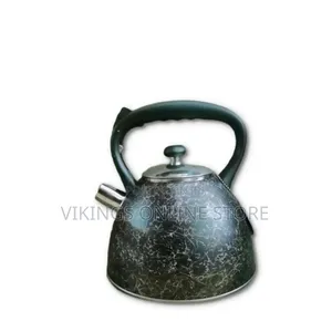 Whistling Tea Kettle - Black and White Marble Pattern