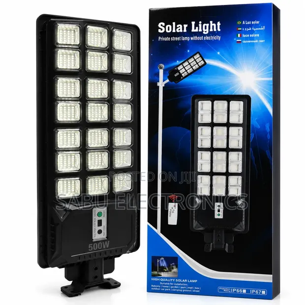 Waterproof 500W Solar Street Light with Remote - 1