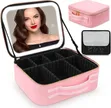 Travel Makeup Case with 3-Color LED Mirror - 1