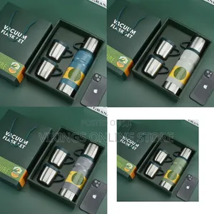 680ml Gift Box Set Flask with 2 Cups - Double-Layer Stainless Steel