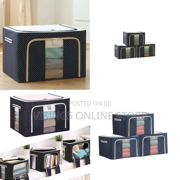 3-Piece 66L Clothes Bag Organizer with Window & Handles - 1