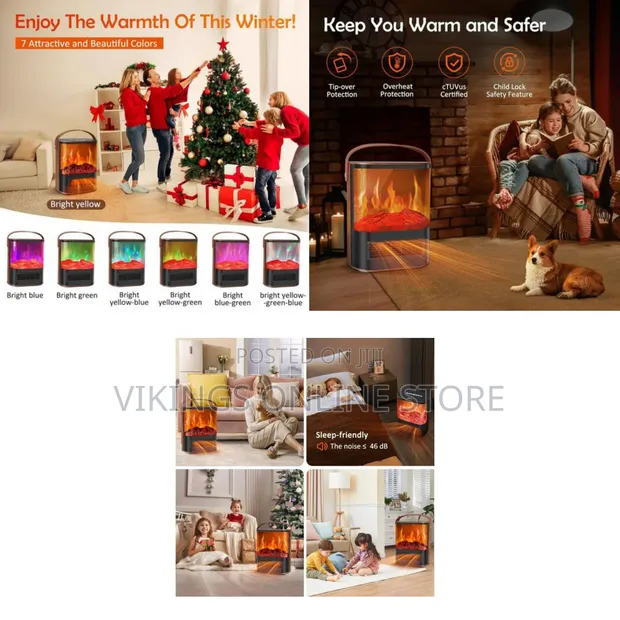 ACE Electric Fireplace Heater 1500W with Thermostat & Remote - 1