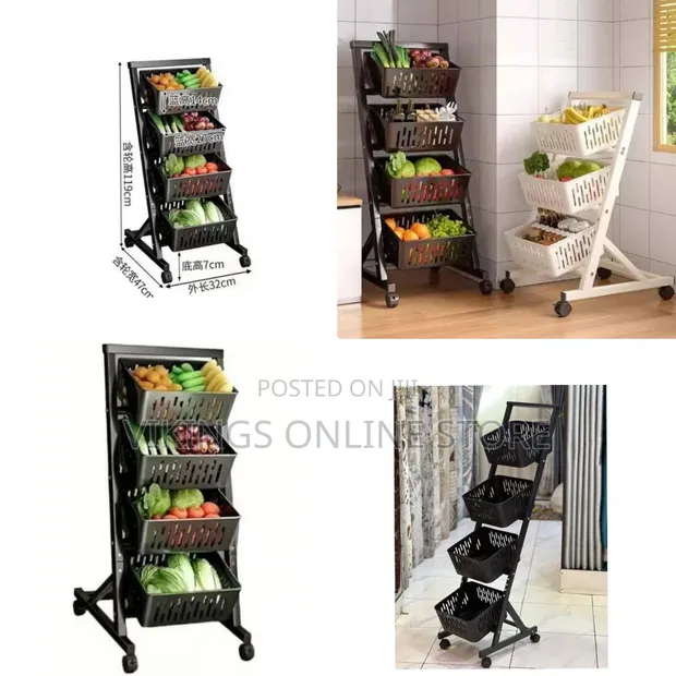 4-Tier Stackable Metal Wire Basket Stand - 1