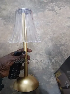 Gold-Tone Cordless LED Table Lamp with Pleated Acrylic Shade