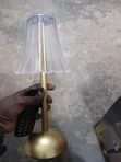 Gold-Tone Cordless LED Table Lamp with Pleated Acrylic Shade - 1