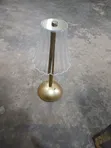 Gold-Tone Cordless LED Table Lamp with Pleated Acrylic Shade - 2