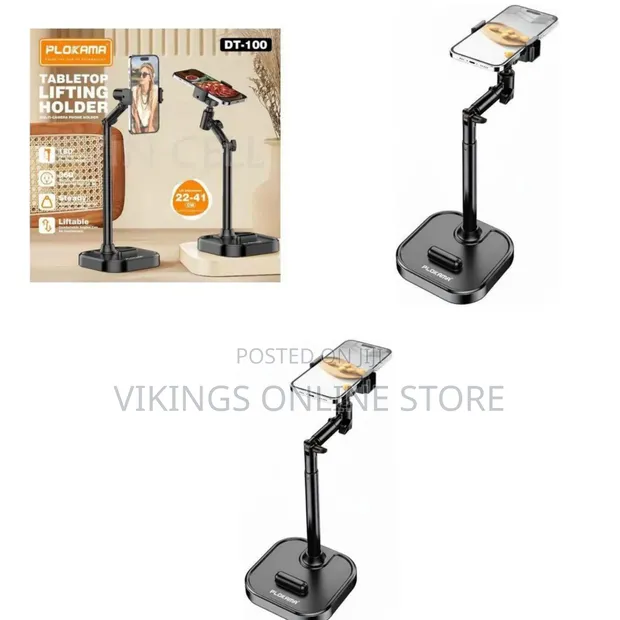 PLOKAMA DT-100 Adjustable Lift Desk Tabletop Phone and Tablet Holder - 1