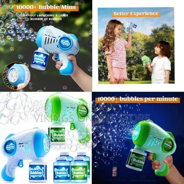 Kids Automatic Bubble Gun with 4 Bottles Solution - 1
