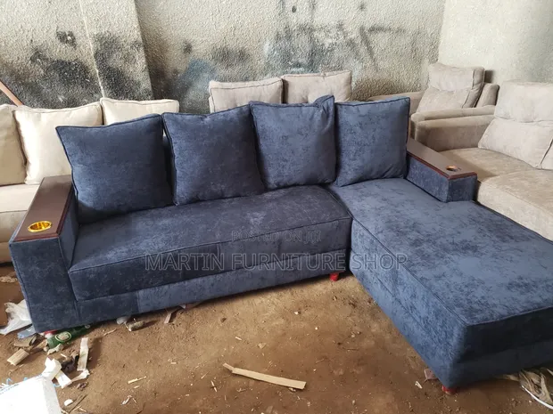 L-Shaped Sofa with High-Density Mattresses and Fiber Cushions - 1