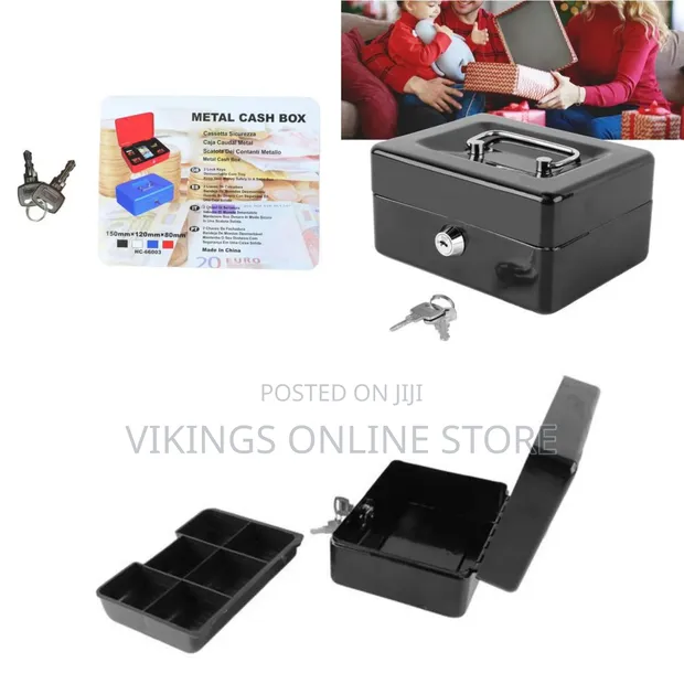 25x20x9 Cm JT250 Robust Metal Cash Box with Lock - 1