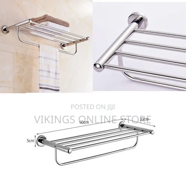 Rails Stainless Steel Bathroom Towel Holder - 60cm - 1