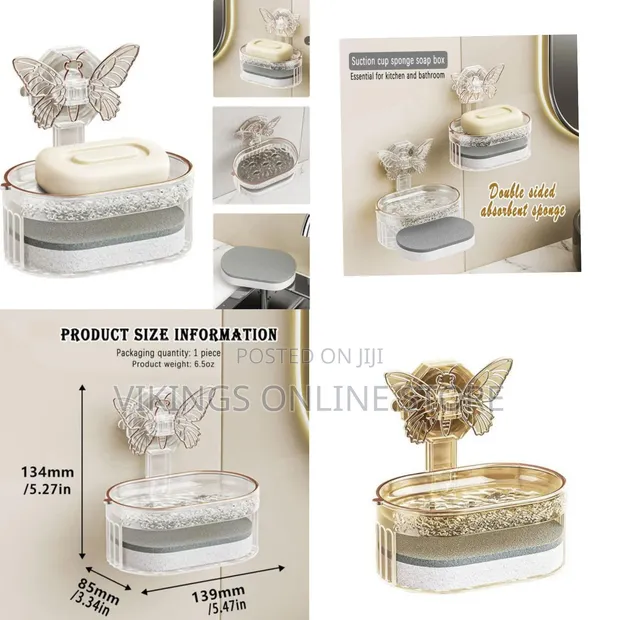 Soap Dish Holder with Drain - Wall Mounted Shower Box - 1