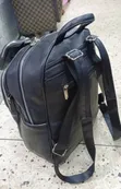 Black Pebble-Textured Faux Leather Backpack - 2