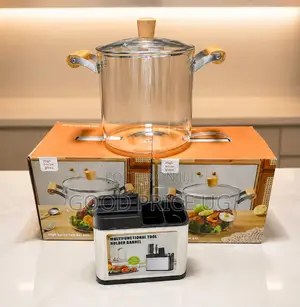 Borosilicate Glass Cooking Pot with Wooden Handles