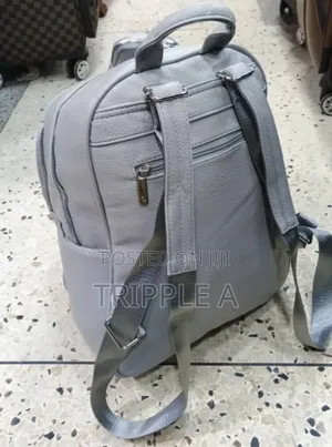 Gray Faux-Leather Casual Women's Backpack Bag