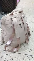 Women's Beige Faux Leather Multi-Zipper Backpack - 1