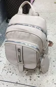 Women's Beige Faux Leather Multi-Zipper Backpack - 2