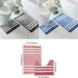 2-Piece Microfiber Bathroom Mat Set - Striped, Non-Slip - 1