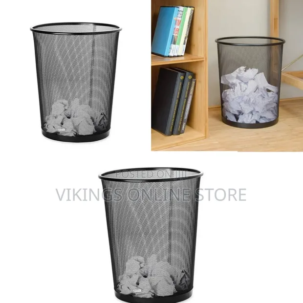 26.5cm x 28.5cm Metal Mesh Trash Basket - Black - 1
