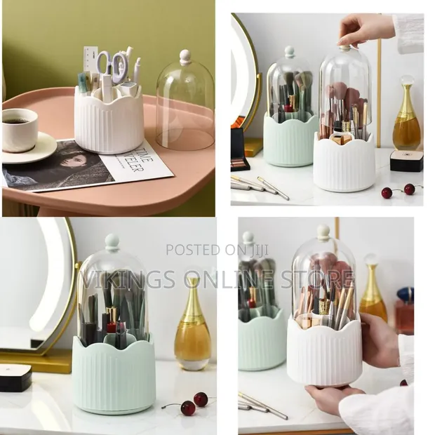 Rotating Compartment Makeup Brushes Holder - 1