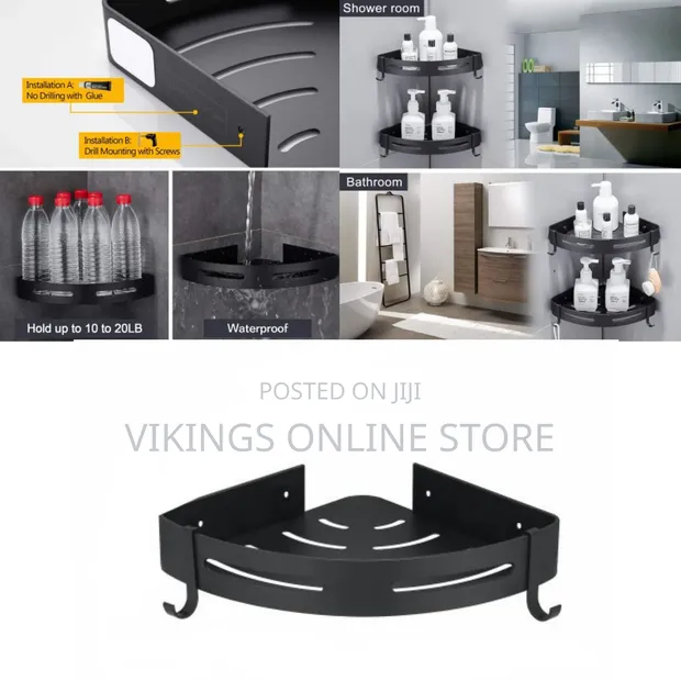 Bathroom Shower Corner Shelf - Black - 1
