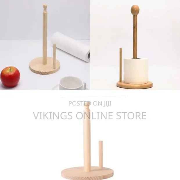Bamboo Wooden Toilet Paper Holder Stand - 1