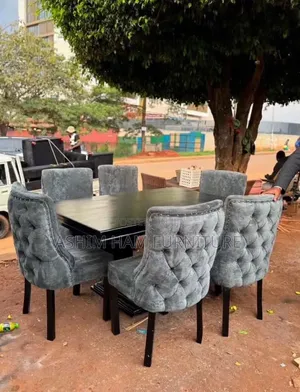 Dining Set with 6 Fabric Chairs