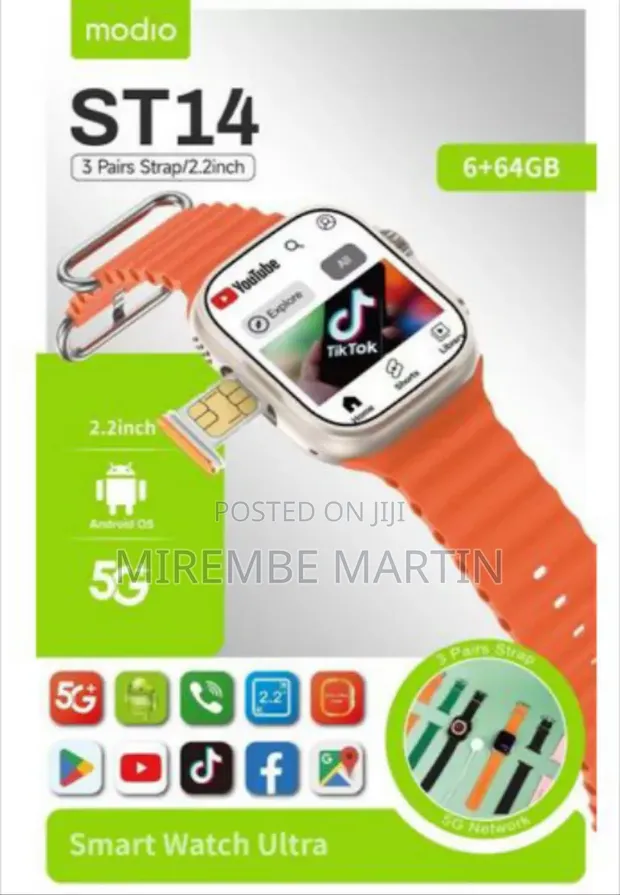 Modio ST14 Smart Watch Ultra (2.2" Screen, 5G SIM, 6+64GB) - 1
