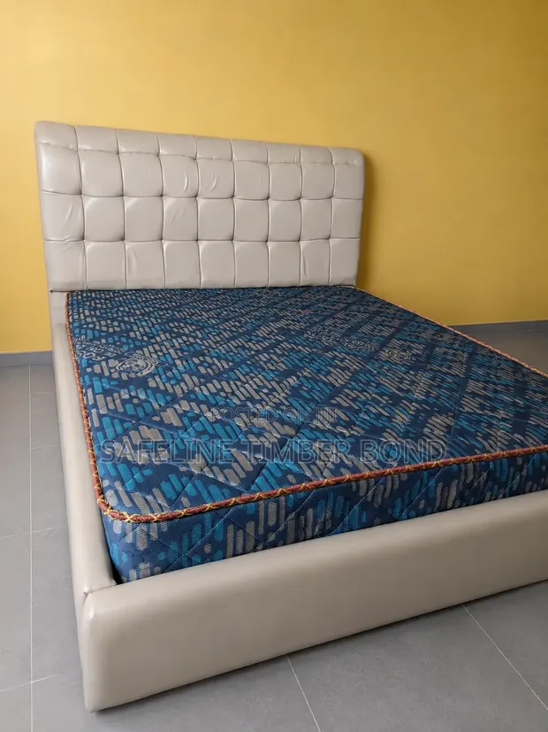 5x6 Luxury Leather Bed with Mattress - 1