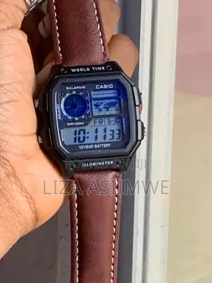 Casio AE-1200WHL-5A Wristwatch with Brown Leather Strap