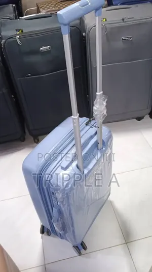Light Blue Small Hard-Shell Trolley Suitcase