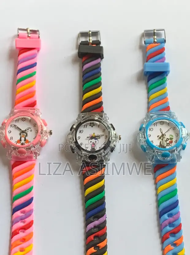 Children's Analog Watches with Spiraled Silicone Straps - 1