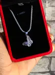 Butterfly Pendant Necklace with Rhinestone - 2