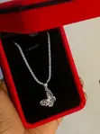 Silver Heart Pendant Necklace with Cubic Zirconia - 1