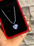 Heart Pendant Necklace - Silver-Plated Stainless Steel - 2