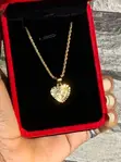 Heart Pendant Necklace with Textured Surface - 1
