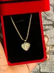 Heart Pendant Necklace with Textured Surface - 2