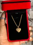 Heart Pendant Necklace - Textured Vintage Inspired Design - 1